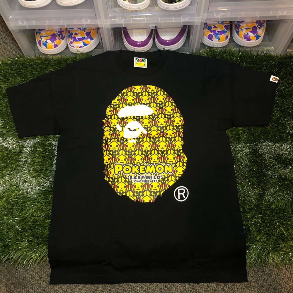 Bape Pokemon Pikachu Ape Head Tee Black